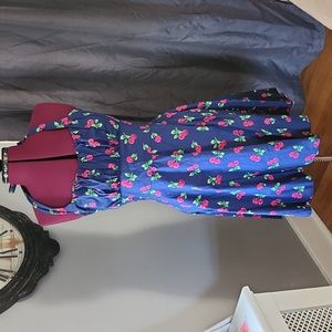 Summer Halter cherry print cotton dress size Large